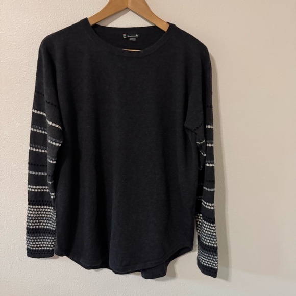 Smartwool Shadow Pine Crew Neck Wool Sweater Charcoal Gray Margarita Knit-L - Picture 1 of 10